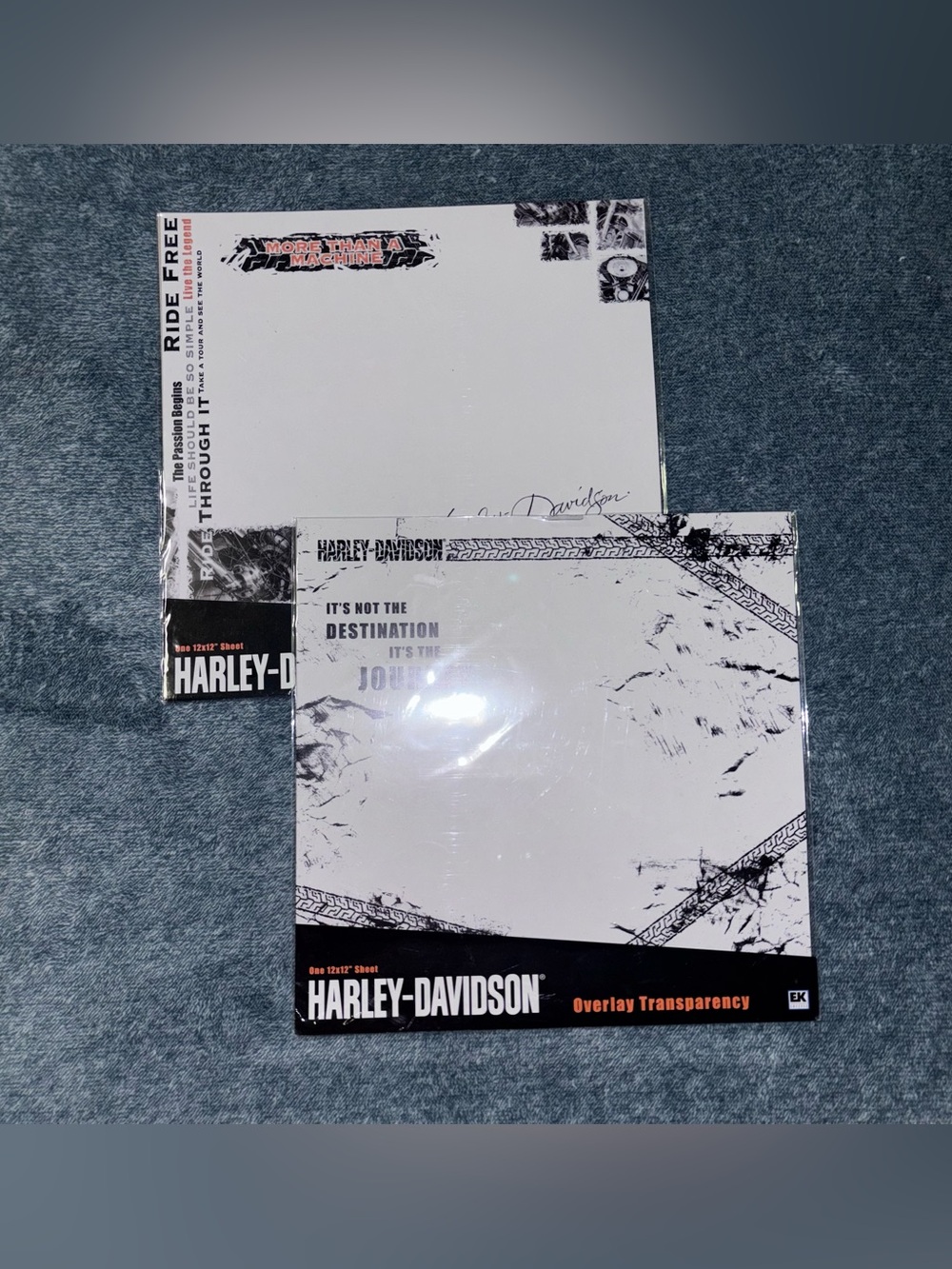 NWT Harley Davidson Transparent Overlay 12”x12” Scrapbook Pages